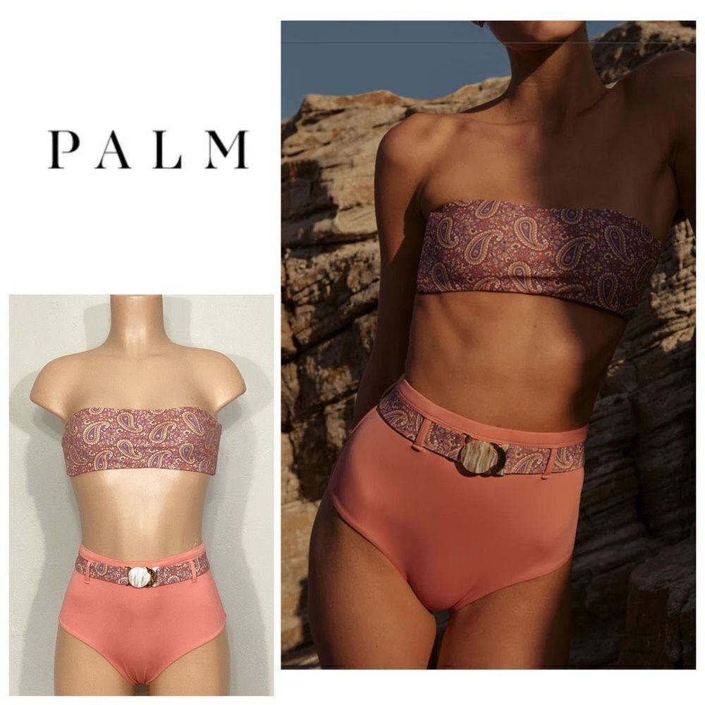 New. Palm high waist and bandeau bikini. Retails $230. 6-top/4-bottom